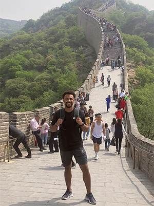 Communication student Kaiden Smith in China