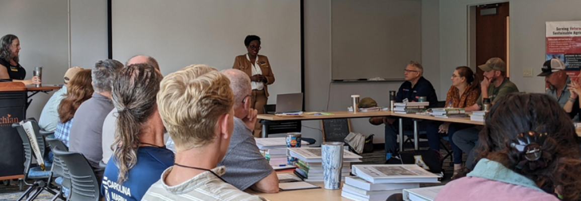 Dr. Shannon Campbell, the Dean of the College of Fine and Applied Arts, visited with participants of the Armed to Farm program on Monday, July 25.