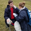 Student with simulated facial injury