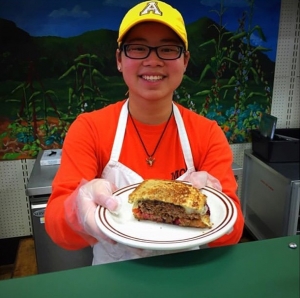 Photo of Rebecca Brown volunteering at F.A.R.M. Cafe' in Boone 