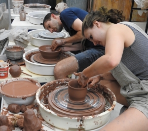 Pottery students