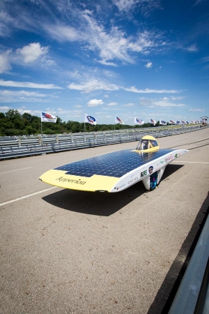 Solar car on the track