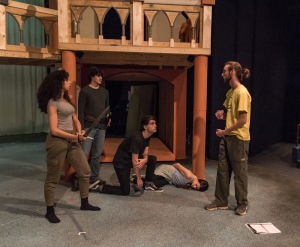 The cast rehearses